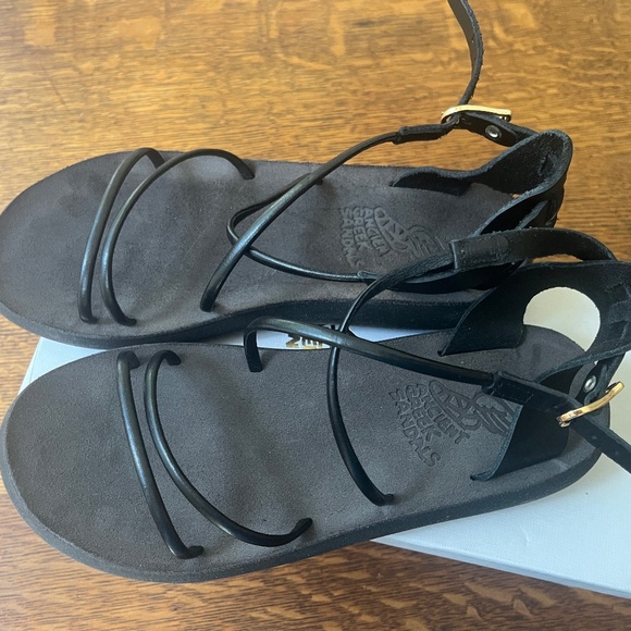 Ancient Greek Sandals Black Leather Slingback Sandals 37/6.5 - Picture 4 of 6